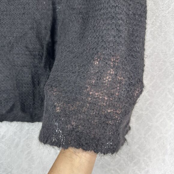 Eileen Fisher Peruvian Alpaca Vest Topper Womens M Black Open Knit Duster Luxury - Picture 3 of 10